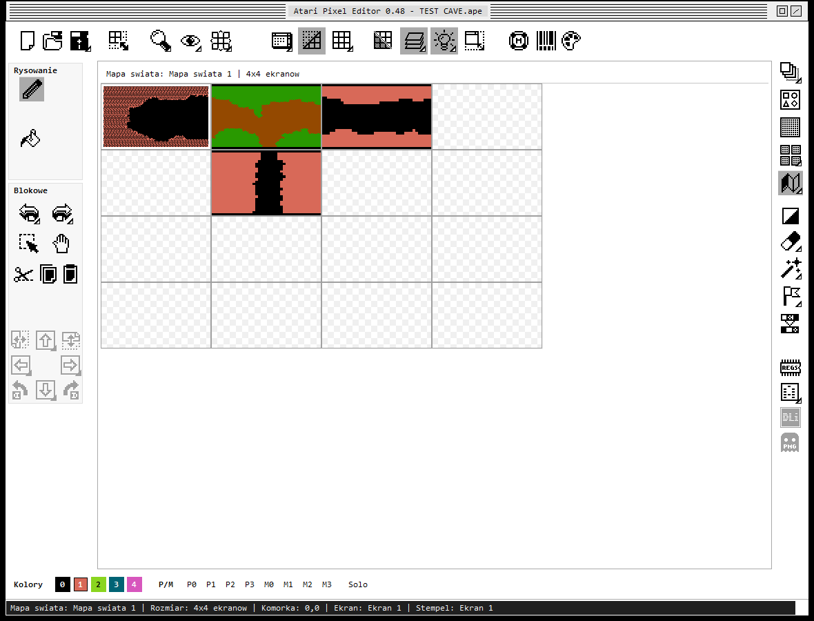 Atari Pixel Editor 0.48 z mapa swiata projektu