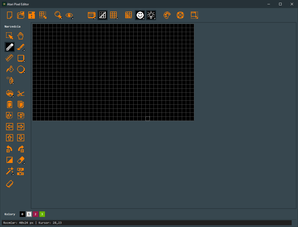 Główne okno Atari Pixel Editor